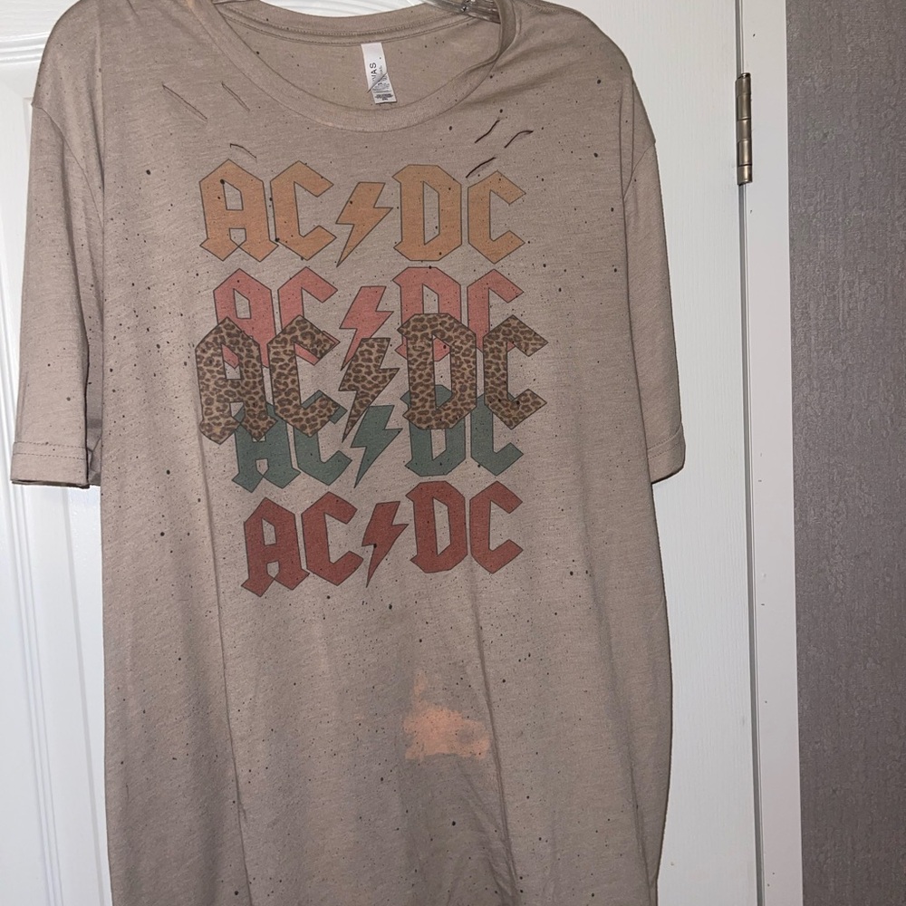 Bella Canvas AC/DC Graphic Tee - Tan and Multicolor